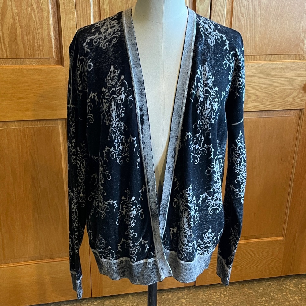 Ruff Hewn Black and Gray Open Front Knit Cardigan